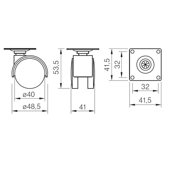 Bútorgörgő 40mm talpas fékes 25kg Fekete Bútorgörgő 40mm talpas fékes 25kg Fekete