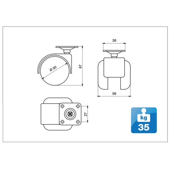Bútorgörgő 50mm 183-5020-9006 talpas Szürke 35Kg Bútorgörgő 50mm 183-5020-9006 talpas Szürke 35Kg