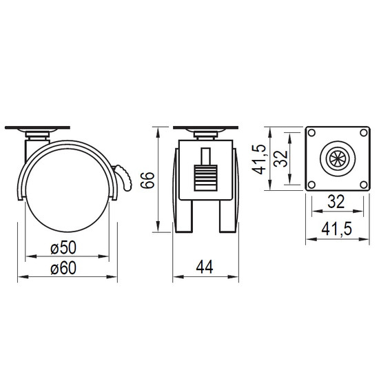 Bútorgörgő 50mm talpas fékes 40kg Fekete Bútorgörgő 50mm talpas fékes 40kg Fekete