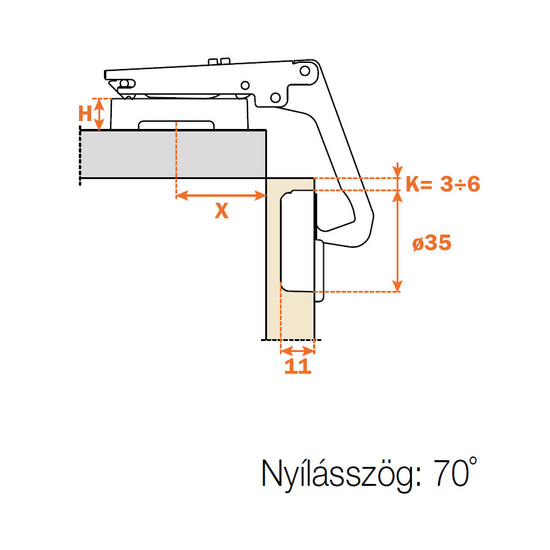 Bútorpánt C2AYA99 sarokszekrényhez