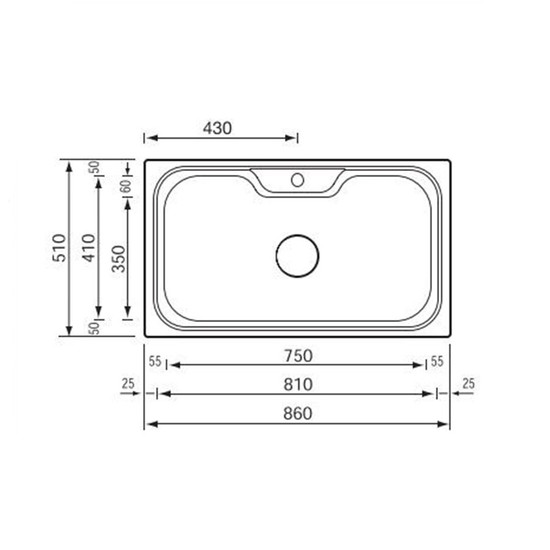 CM Eureka mosogató 011743 1med 860x510mm