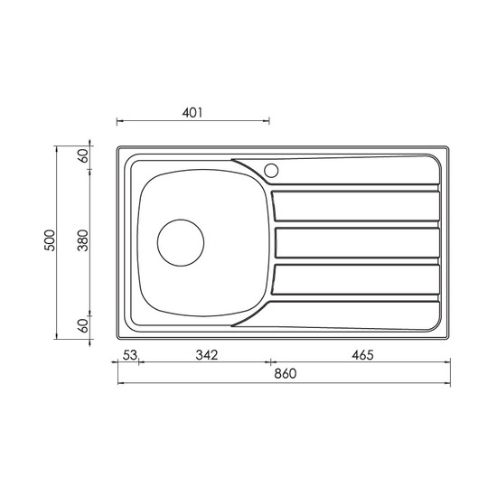 CM Universal mosogató 015443 1med+csepp 860x500mm