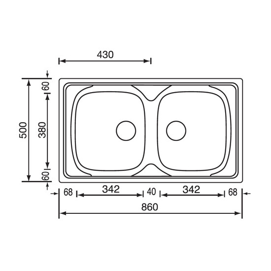 CM Universal mosogató 015444 2med 860x500mm