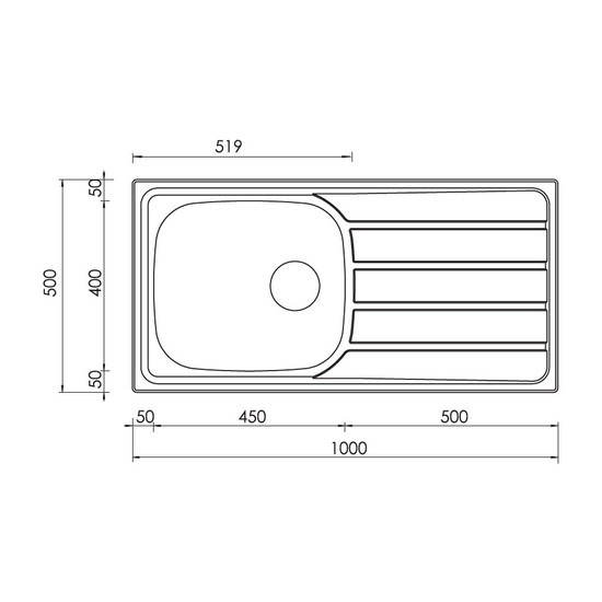 CM Universal mosogató 015446 1med+csepp 1000x500mm