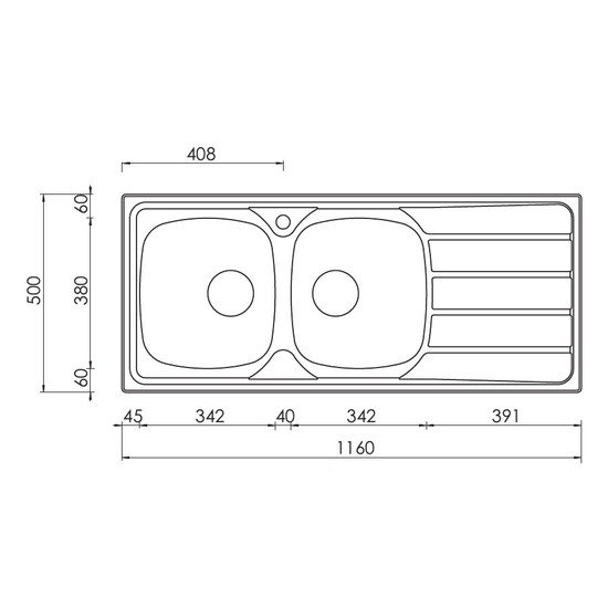 CM Universal mosogató 015447 2med+csepp 1160x500mm