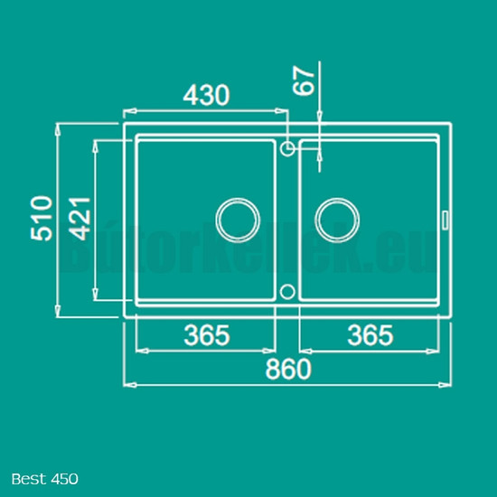 Elleci Best 450 gránit mosogató G40 Full Black 840x480mm