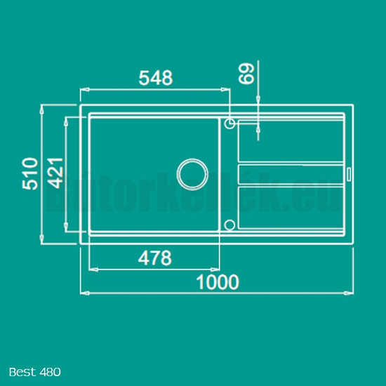 Elleci Best 480 gránit mosogató G68 Bianco Titano 980x480mm Elleci Best 480 gránit mosogató G68 Bianco Titano 980x480mm