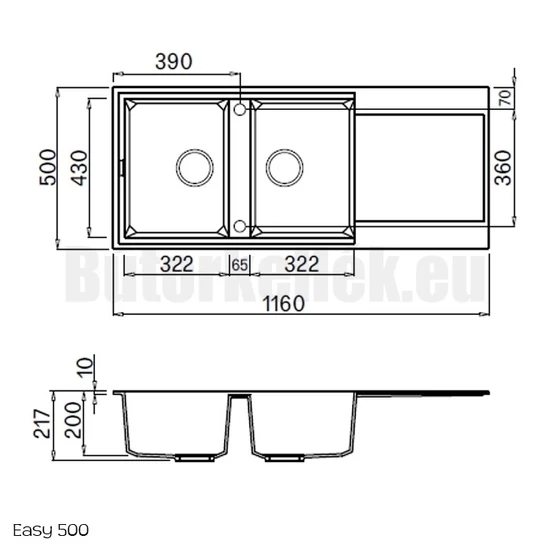 Elleci Easy 500 gránit mosogató G52 Bianco 1140x480mm