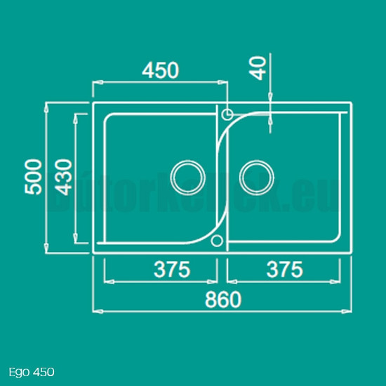 Elleci Ego 450 gránit mosogató G68 Bianco Titano 840x485mm