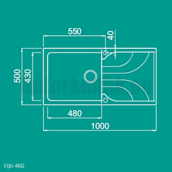 Elleci Ego 480 gránit mosogató G48 Cemento 980x485mm