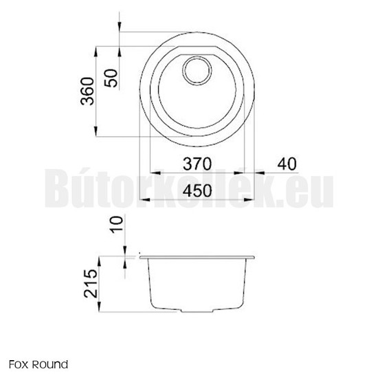 Elleci Fox Round gránit mosogató M79 Aluminium 430mm