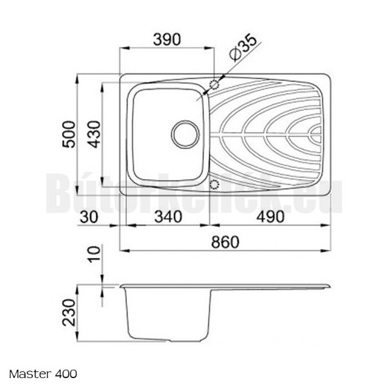 Elleci Master 400 gránit mosogató G54 Nero 840x480mm