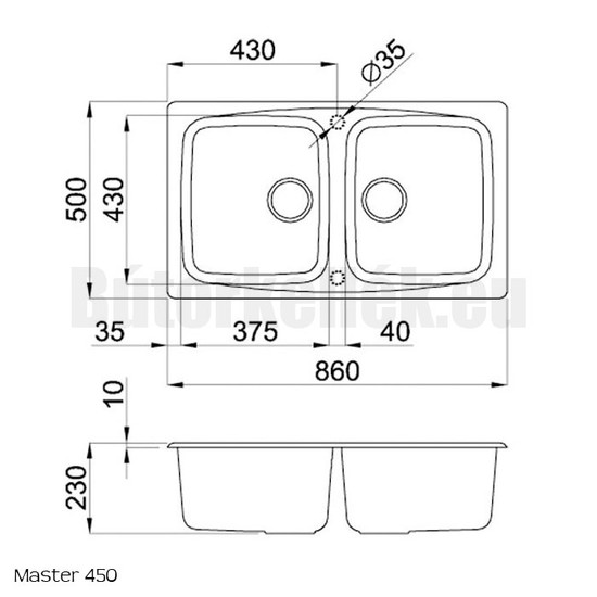 Elleci Master 450 gránit mosogató G59 Antracite 840x480mm