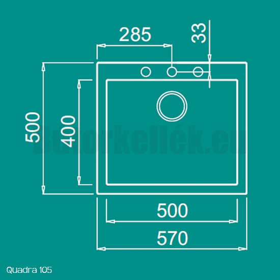 Elleci Quadra 105 gránit mosogató G68 Bianco Titano 550x480mm Elleci Quadra 105 gránit mosogató G68 Bianco Titano 550x480mm