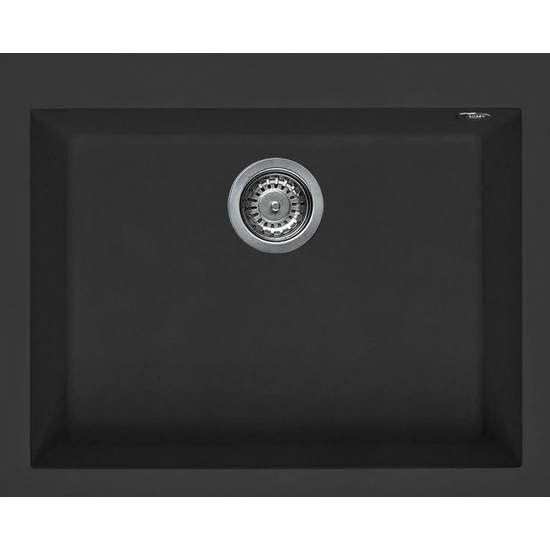 Elleci Quadra 110 gránit mosogató G40 Full Black 590x480mm