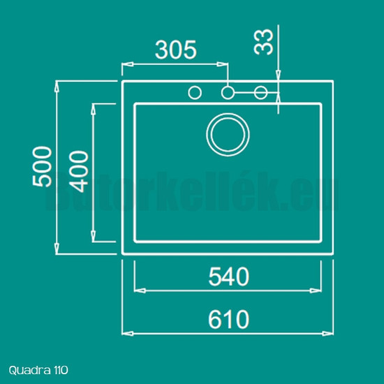 Elleci Quadra 110 gránit mosogató M78 Espresso 590x480mm