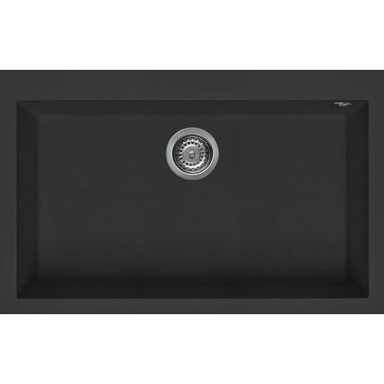 Elleci Quadra 130 gránit mosogató G40 Full Black 770x480mm