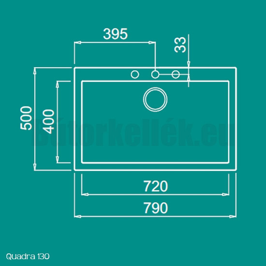 Elleci Quadra 130 gránit mosogató G48 Cemento 770x480mm