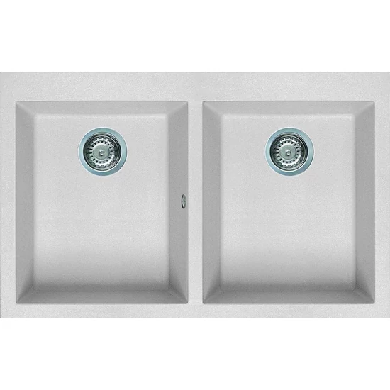 Elleci Quadra 350 gránit mosogató G68 Bianco Titano 760x480mm