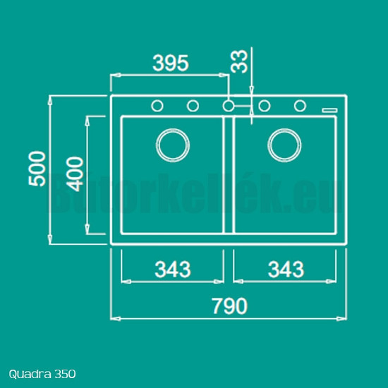Elleci Quadra 350 gránit mosogató M79 Aluminium 760x480mm Elleci Quadra 350 gránit mosogató M79 Aluminium 760x480mm