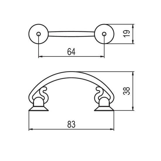 Fogantyú 5042-B 64mm Antikolt fém