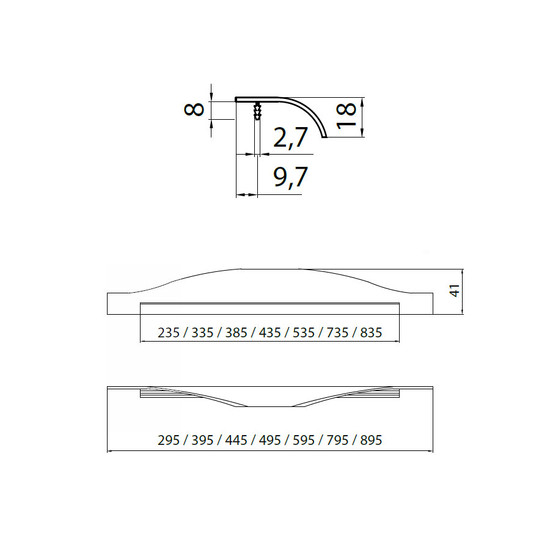 Fogantyú A028-495 495 Aluminium