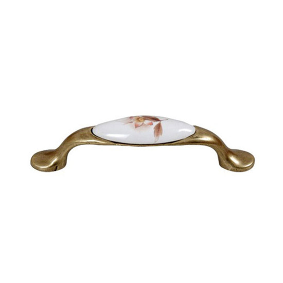 Fogantyú E052-96 Antik bronz-barna virág porcelán