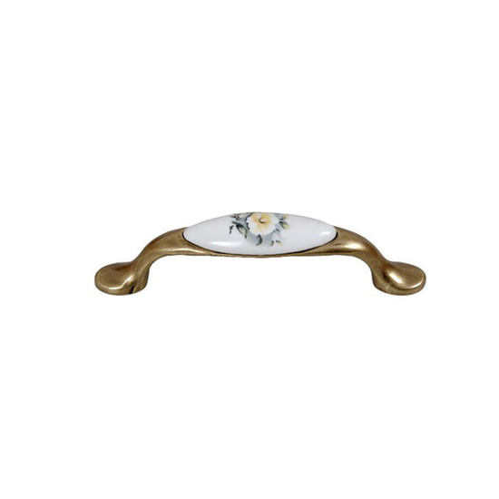 Fogantyú E052-96 Antik bronz-szürke virág porcelán