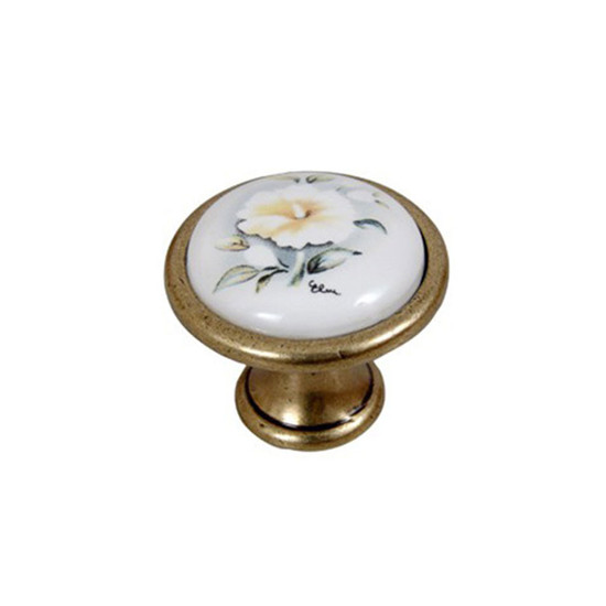 Fogantyú E053-33 Antik bronz-szürke virág porcelán