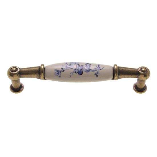 Fogantyú M01-01-25-04 96 Antik bronz-kék virág porcelán Fogantyú M01-01-25-04 96 Antik bronz-kék virág porcelán