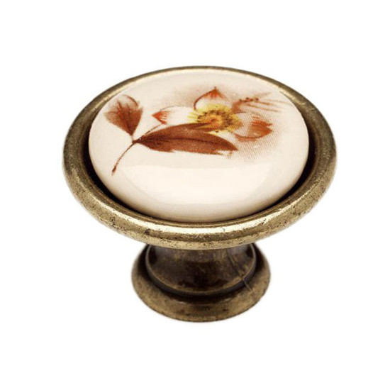Fogantyú P07-01-02-04 Antik bronz-barna virág porcelán Fogantyú P07-01-02-04 Antik bronz-barna virág porcelán