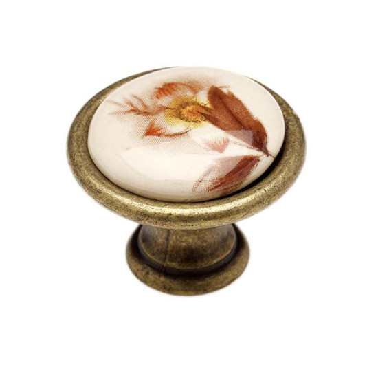 Fogantyú P08-01-02-04 Antik bronz-barna virág porcelán Fogantyú P08-01-02-04 Antik bronz-barna virág porcelán