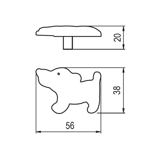 Fogantyú RF 1885-56 ZN50 Kutya gomb Antik ezüst