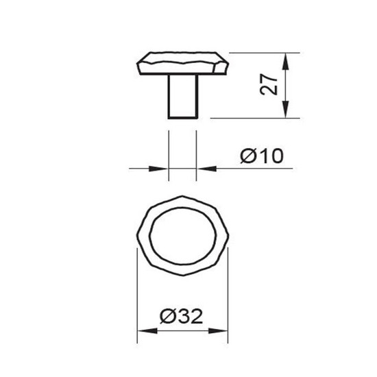 Fogantyú Wpo761.000.00t2 Antik fekete 32mm gomb