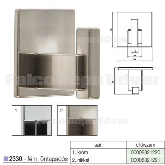 Fogas akasztó 2330-ZN1-KV1S Króm