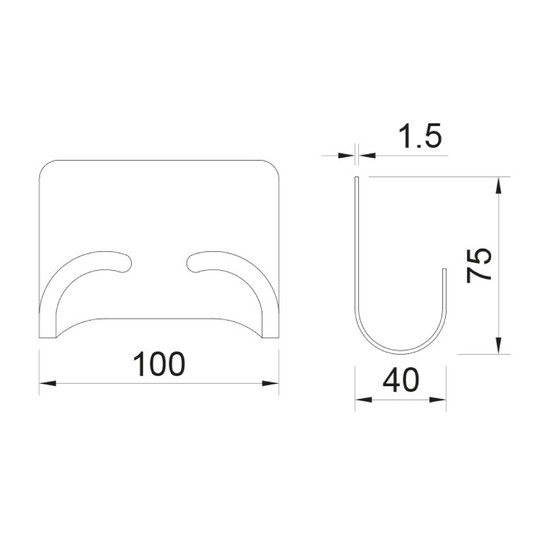 Fürdőszobai öntapadós dupla akasztó 100x75x40mm Szálcsiszolt