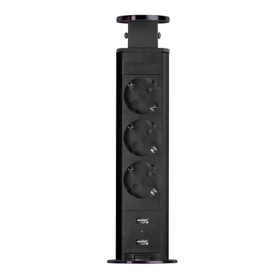 Konnektor Munkalapba süllyeszthető 3-as 1,5m+USB Szálcsiszolt Fekete Konnektor Munkalapba süllyeszthető 3-as 1,5m+USB Szálcsiszolt Fekete