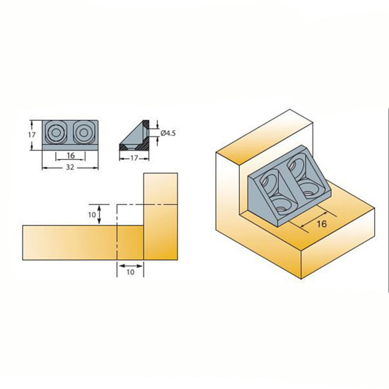Polcrögzítő műangyag 10x10x30mm Fehér