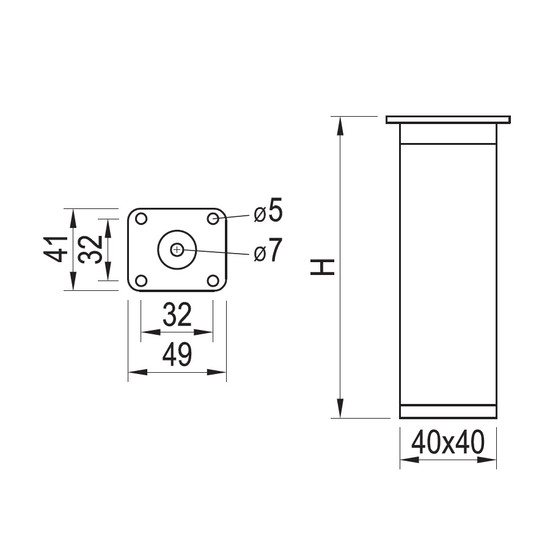 Szekrényláb 86370 E-IK Inox 60mm