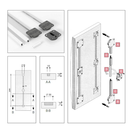 Tolóajtó Ellenhúzó vasalat 0015-20 Alumínium 2240mm Tolóajtó Ellenhúzó vasalat 0015-20 Alumínium 2240mm