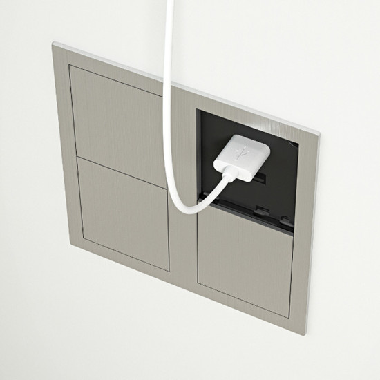 Konnektor VersaHit Dual rejtett elosztó 1x230V+2xUSB 5V Fekete Konnektor VersaHit Dual rejtett elosztó 1x230V+2xUSB 5V Fekete