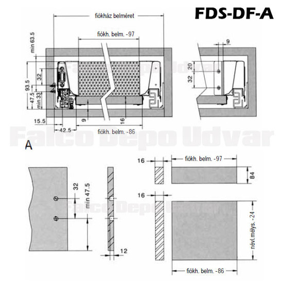 FDS-DF-A Fiókrendszer 400mm Fehér