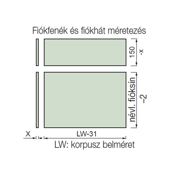 Fiókcsúszó FDS-FF 150 Fém fiókoldal 150x400mm fehér Fiókcsúszó FDS-FF 150 Fém fiókoldal 150x400mm fehér