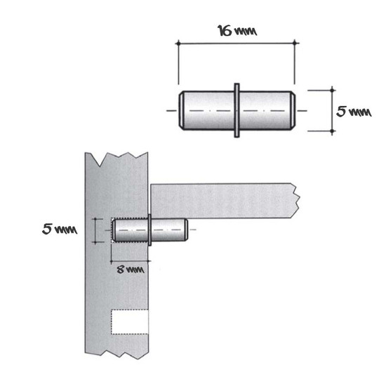 Polctartó fém Nikkel 5x16mm