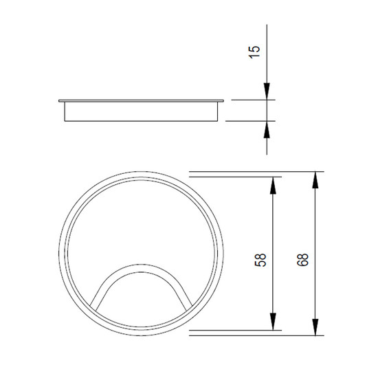 Kábelkivezető D-60mm Fém Aluminium