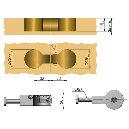 Munkalap összehúzó vasalat Quick 64 mm