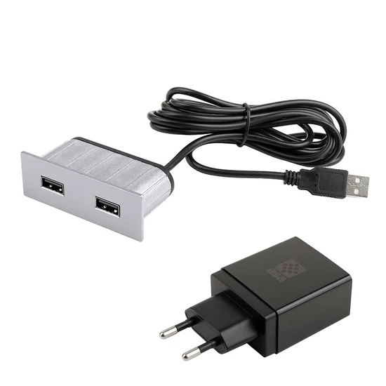 Beépíthető elosztó VersaPick 2xUSB Nemesacél