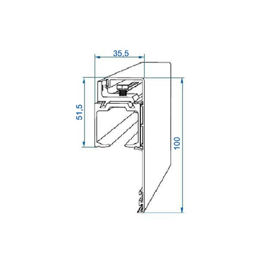 Tolóajtó Herkules-2 Takaró profil "L" 2000mm Aluminium