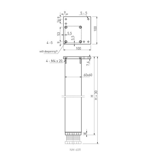 Asztalláb szögletes 1100x60x60mm+30mm Alumínium Asztalláb szögletes 1100x60x60mm+30mm Alumínium