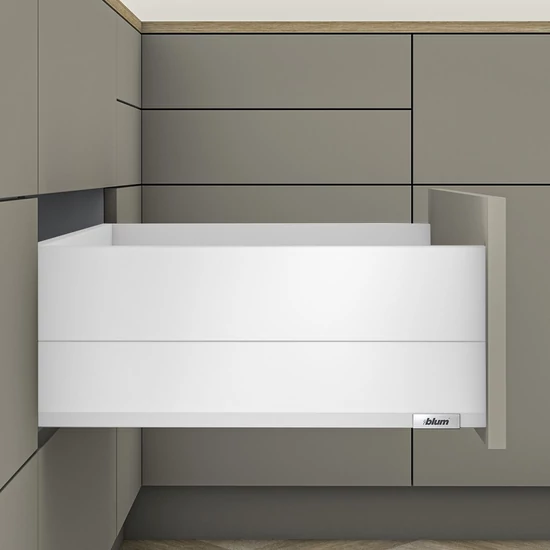 Blum MERIVOBOX fiókszett E magasságú BOXCAP fém oldallal 500mm Selyemfehér